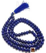 Lapis Lazulli/Laajwad Hand Knotted Round Beads Mala (108+1 Beads) (8 mm) (1 Pc)