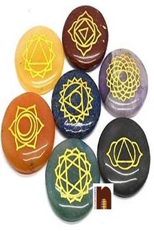 7 Pcs. of Symbol Engrarved Healing 7 Chakra Stones | Gemstones for Reiki Crystal Healing (7 Pcs Set)