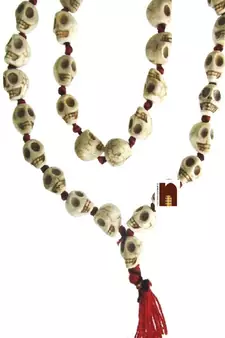 Skull (Nar Mund) Stone Big Beads Mala for Puja | Jaap (37 Beads) (1 Pc)