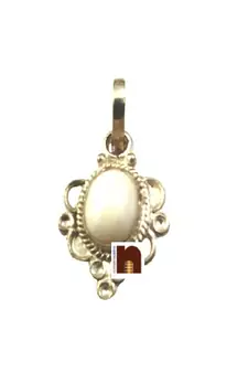 White Moonga Gemstone Pendant In Pure Silver With Lab Certificate (1 Pc)