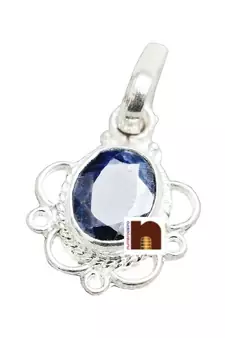 Blue Sapphire | Neelam Gemstone Pendant In Pure Silver With Lab Certificate (1 Pc)