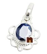 Blue Sapphire | Neelam Gemstone Pendant In Pure Silver With Lab Certificate (1 Pc)