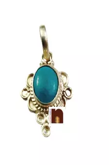 Firoza | Turquoise Gemstone Pendant In Pure Silver With Lab Certificate (1 Pc)