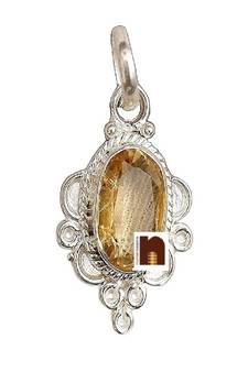Yellow Citrine | Sunehla Gemstone Pendant In Pure Silver With Lab Certificate (1 Pc)