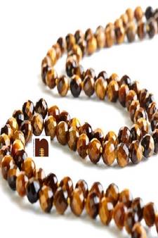 Tiger's Eye Gemstone Diamond Cut Mala (109 Beads) ( 8 MM ) (1 Pc)