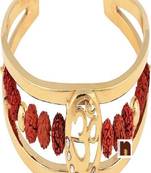 Gold Plated Stone Studded Om Designer Bracelet In Metal (Free Size) (1 Pc)