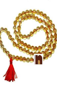 Citrine | Sunela Diamond Cut Mala (8 MM Beads) (109 Beads) (1 Pc)