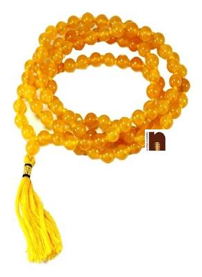 Yellow Agate | Hakik Round Beads Knotted Mala (108 Beads) (1 Pc) 1
