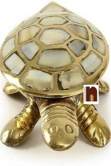 Wish Fulfilling Brass Turtle | Tortoise With A Secret Wish Compatment (Big) (15 Cm) (Brass)