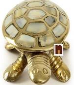 Wish Fulfilling Brass Turtle | Tortoise With A Secret Wish Compatment (Big) (15 Cm) (Brass)
