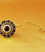 Borla Mang Tika  Gold Platted Stone Meenakari Cz Ad Moti Pearl Polki Kundun