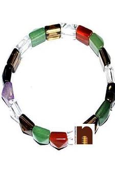 7 Chakra Stone Pyramid Bracelet (Stretchable) (1 Pc)