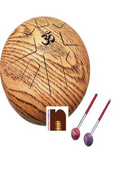 Multicolor Wooden Engraved OM Design Meditation Drum