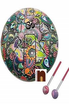 Happy Drum Pan with Rubber Musical Mallet and Travel Bag for Meditation &ampYoga Sound Healing (Multicolour)