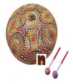 Happy Drum Pan with Rubber Musical Mallet and Travel Bag for Meditation &ampYoga Sound Healing (Rangoli Design))