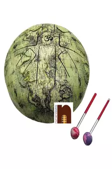 Happy Drum Pan with Rubber Musical Mallet and Travel Bag for Meditation &ampYoga Sound Healing (World Map Design))