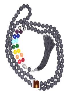 7 Chakra Lava Beads Mala With Agate Beads | Budha Charm Beads For Jaap &ampMeditation For Men &amp