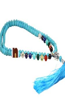 7 Chakra Firoza | Turquoise Mala With Agate Beads | Budha Charm Beads For Jaap &ampMeditation