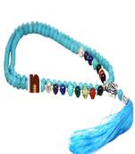 Numeroastro 7 Chakra Turquoise Mala - Agate Beads with Buddha Charm, Multicolor, 0.6×1 cm