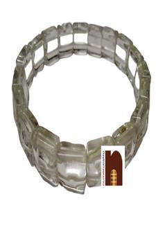 Crystal Clear Quartz Pyramid Stone Bracelet (Stretchable) (1 Pc)