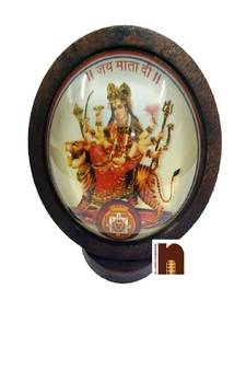 Goddess Durga | Jai Mata Di Idol for Car Dashboard (Wooden) (6.5 Cms) (1 Pc)