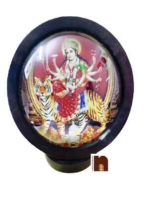 Goddess Durga | Sherawali Mata Idol for Car Dashboard (Wooden) (6.5 Cms) (1 Pc) 1