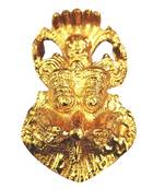 Kirtimukha In Brass With Lord Ganesha Sitting On Top With Panchanaga (9 Cms) (1 Pc)