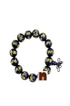 Om Mani Padme Hum Carved Stretchable Wooden Beads Bracelet ( 12 MM Beads) (1 Pc)