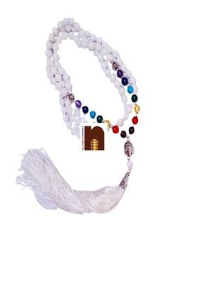 7 Chakra White Agate | Hakik Mala With Agate Beads | Budha Charm Beads For Jaap &ampMeditation For Men &amp 1