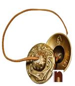 Brass Tingsha Bell with Dragon Symbols for Meditation (Tibetan Cymbals) (6.5 Cms Approx) (1 Pc)