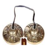 Brass Tingsha Bell With Lucky Symbols For Meditation (Tibetan Cymbals) (6 Cms Approx) (1 Pc)