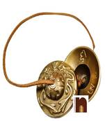 Brass Tingsha Bell with Dragon Symbols for Meditation (Tibetan Cymbals) (7.5 Cms Approx) (1 Pc)