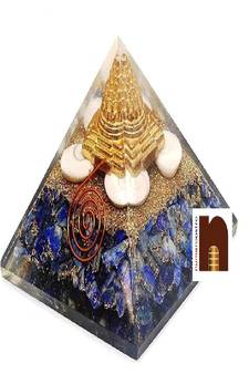 Orgone Pyramid Shri Yantra with Lapis Lazuli Crystal Stones for Spiritual Healing (1 Pc)