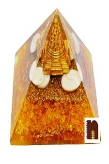 Orgone Pyramid Shri Yantra with Citrine | Sunela Crystal Stones for Spiritual Healing (1 Pc)