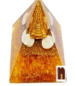Orgone Pyramid Shri Yantra with Citrine | Sunela Crystal Stones for Spiritual Healing (1 Pc)