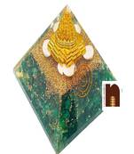 Orgone Pyramid Shri Yantra with Green Jade Crystal Stones for Spiritual Healing (1 Pc)