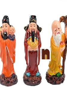 Feng Shui Fuk Luk Sau Idols in Polyresin (Multicolour) (3 Pcs Set) (1 Set)