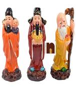 Feng Shui Fuk Luk Sau Idols in Polyresin (Multicolour) (3 Pcs Set) (1 Set)
