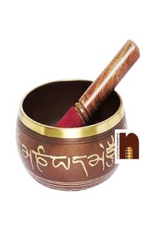 Singing Bowl | Tibetan Buddhist Prayer Instrument with Wooden Stick | Meditation Bowl | Music Therapy (Brown) (4