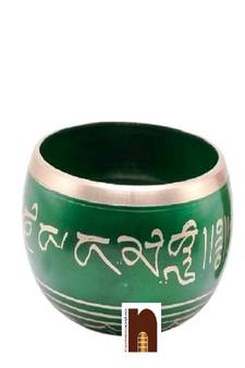 Singing Bowl | Tibetan Buddhist Prayer Instrument with Wooden Stick | Meditation Bowl | Music Therapy (Green) (4