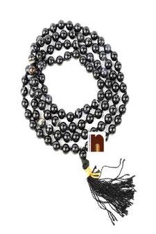 Original Black Sulemani Hakik Round Knotted Beads Mala (Lab Certified) (109 Beads) (6 MM Approx) (1 Pc)