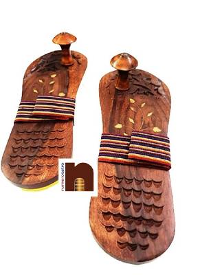 Wooden Charan Paduka | Khadau | Slipper for Wearing (10.5 Inches Approx) (1 Set) 1