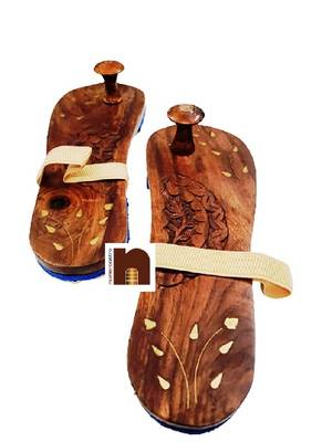 Wooden Charan Paduka | Khadau | Slipper For Wearing ( 10 Inches Approx) (1 Set) 1