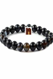 Black Sulemani Hakik Round Beads Bracelet (Stretchable) (8 MM) (1 Pc)