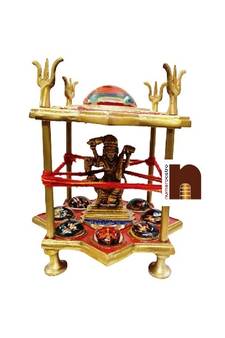 Multicolor Brass Handcrafted Shri Batuk Bhairav Yantra Chowki