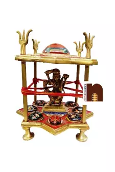 Shri Batuk Bhairav Yantra Chowki In Brass For Puja (1 Pc)