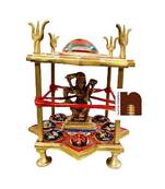 Multicolor Brass Handcrafted Shri Batuk Bhairav Yantra Chowki