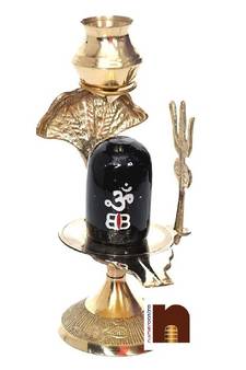 Brass Shivling With Brass Lota For Puja ( 15 Cms) (1 Pc)