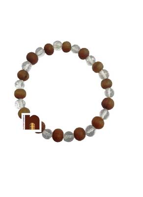 Wood & Crystal | Sphatik Diamond Cut Beads Stretchable Bracelet (8 MM) ( 1 Pc) 1