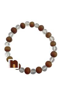 Wood & Crystal | Sphatik Diamond Cut Beads Stretchable Bracelet (8 MM) ( 1 Pc)